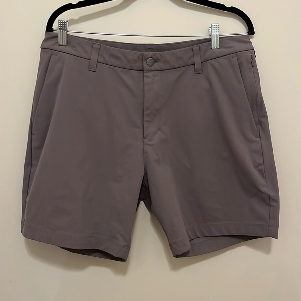 Lululemon Commission Classic-Fit Short 7" Warpstreme color is Lunar Rock size 34